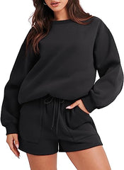 2-teiliges Lounge-Set aus Sweatshirt und Shorts für Damen (Kaufen Sie 2, kostenloser Versand)