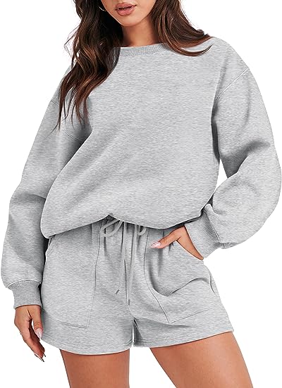 2-teiliges Lounge-Set aus Sweatshirt und Shorts für Damen (Kaufen Sie 2, kostenloser Versand)