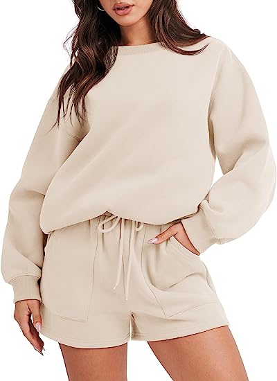 Women 2 Piece Sweatshirt & Shorts Lounge Set (Buy 2 Free Shipping)