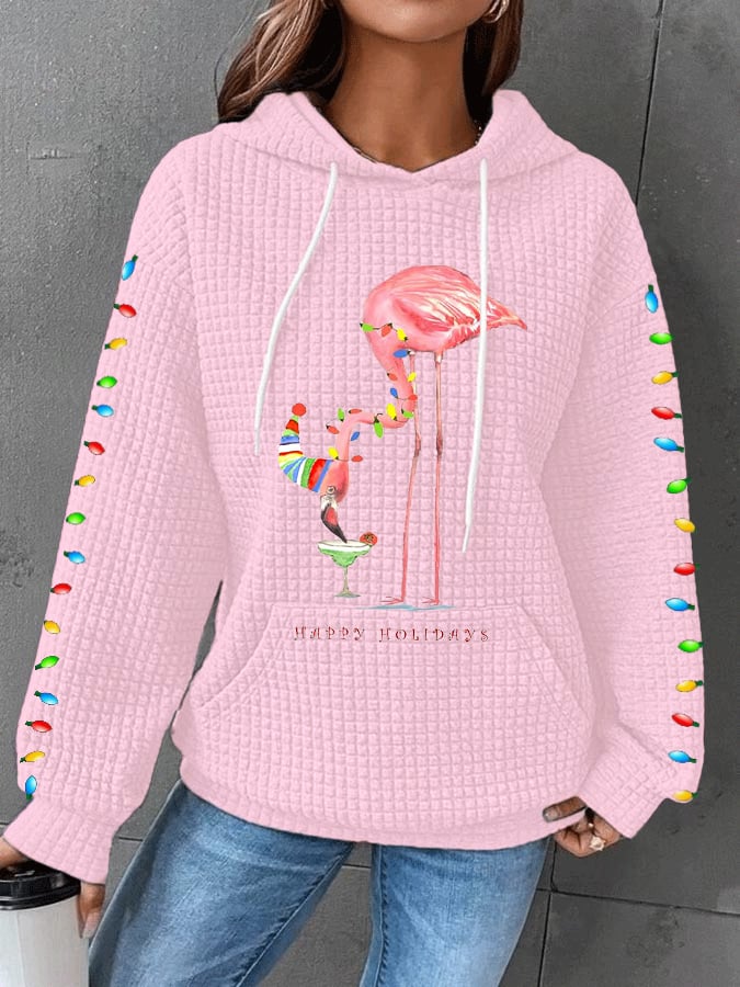 🔥Kaufen Sie 3 und erhalten Sie 10 % Rabatt🔥 Lässiges Sweatshirt mit „Frohe Weihnachten“-Flamingo-Print für Damen 