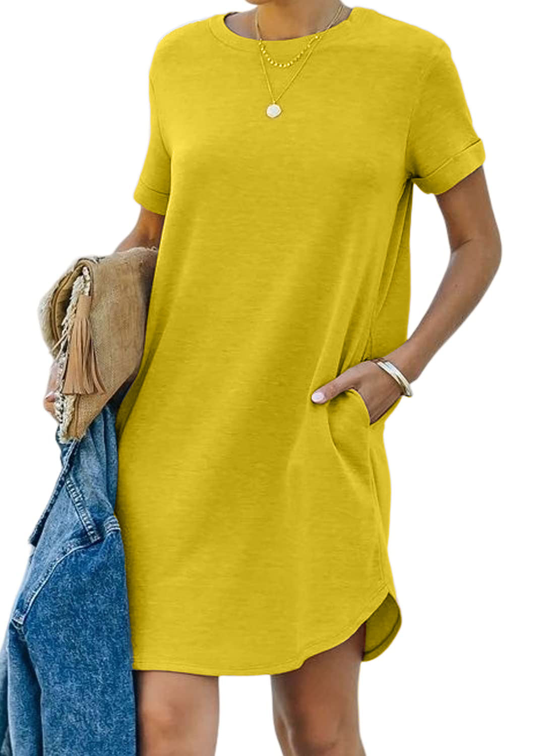 Women's Casual Short Sleeve T-shirt Dress with Pocket (Buy 2 Free Shipping)