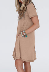 Women’s Short Sleeve Soft T Shirt Dress With Pockets (Buy 2 Free Shipping)