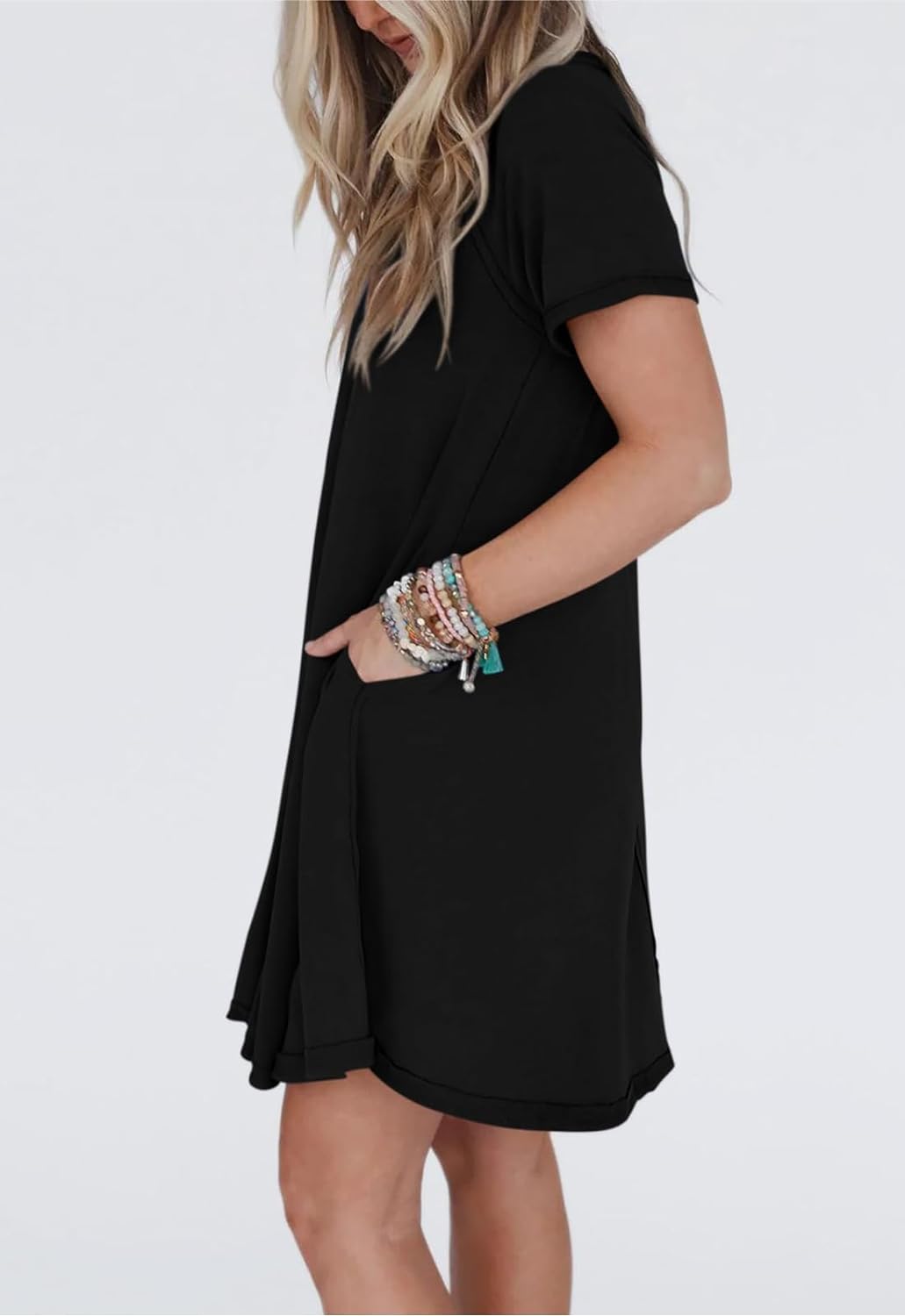 Women’s Short Sleeve Soft T Shirt Dress With Pockets (Buy 2 Free Shipping)