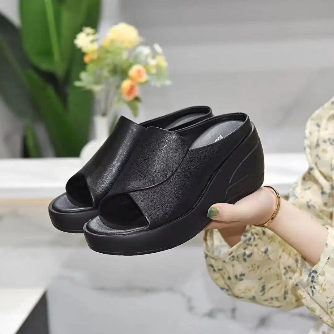 LetcloTM Damen-Slipper aus italienischem weichem Leder mit Plateau 