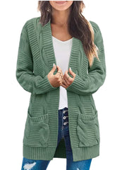 2022 Women's Long Sleeve Cable Knit Cardigan Sweaters