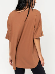 Camiseta de mujer con cuello en V y bolsillo de gran tamaño (compre 3 unidades y envío gratis)