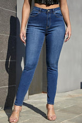 Elastic High Rise Skinny Jeans