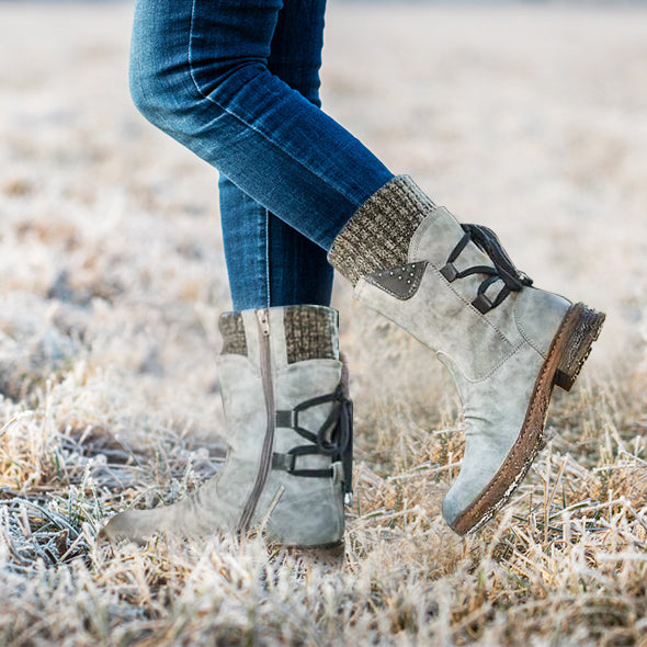 Botas de nieve con cordones en la parte posterior y cálidas para mujer en invierno 