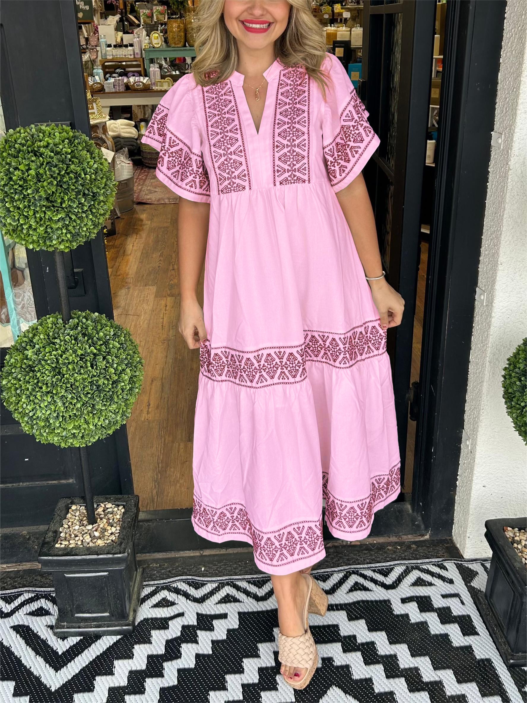 Vestido largo bohemio con escote en V para mujer (compre 2 y envío gratis)