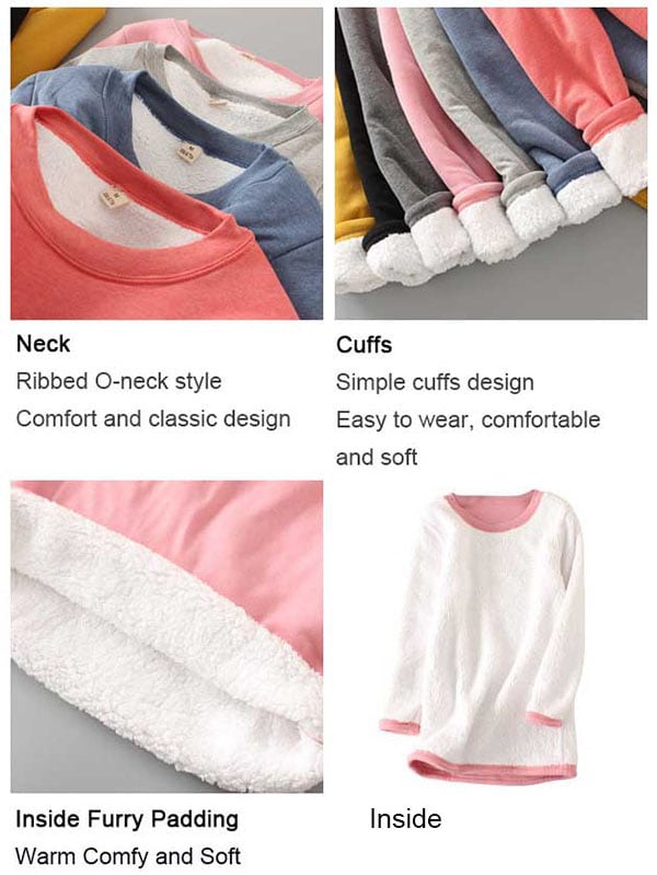 Women‘s Casual Cotton Round Neck Solid Sweatshirt