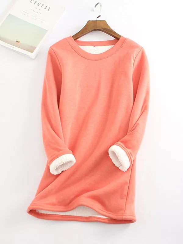 Women‘s Casual Cotton Round Neck Solid Sweatshirt