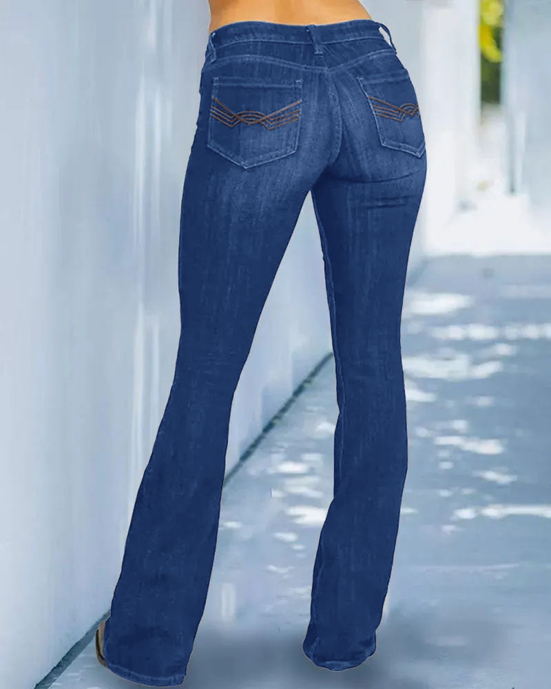 Retro-Bootcut-Hose mit mittlerer Taille für Damen (2 Stück kaufen, kostenloser Versand)