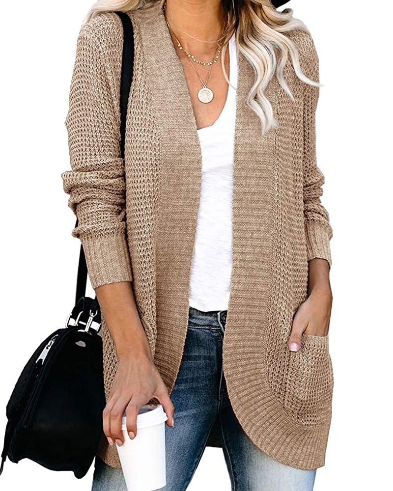 Curved Fly Pocket Sweater Cardigan