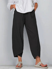 Women's Cotton Linen Simple Loose Casual Ninth Pants