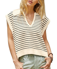 Women's V-Neck Sleeveless Striped Top (Buy 2 Free Shipping)