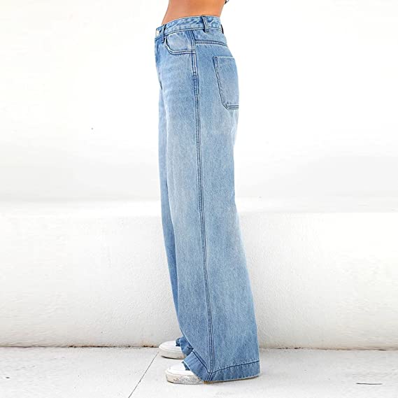 High Waist Loose Wide Leg Mopping Jeans