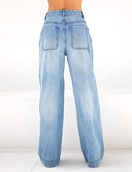 Lockere Jeans mit hoher Taille und weitem Bein