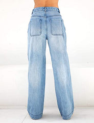 High Waist Loose Wide Leg Mopping Jeans