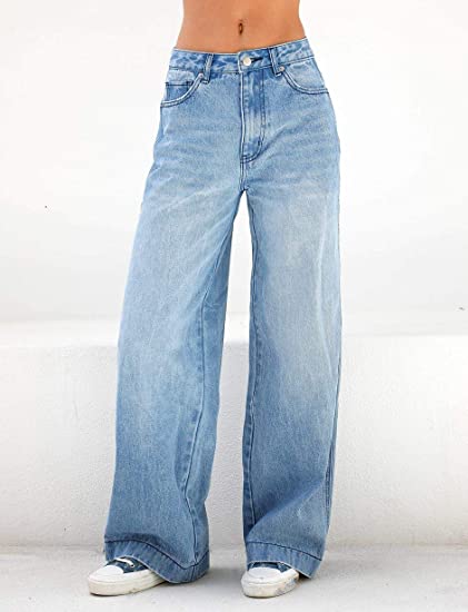 Lockere Jeans mit hoher Taille und weitem Bein