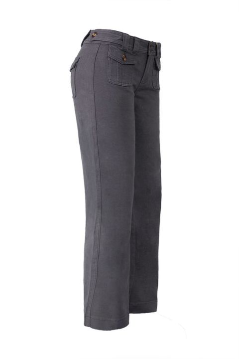 Solid Button Detail Flap Pocket Straight Leg Pants