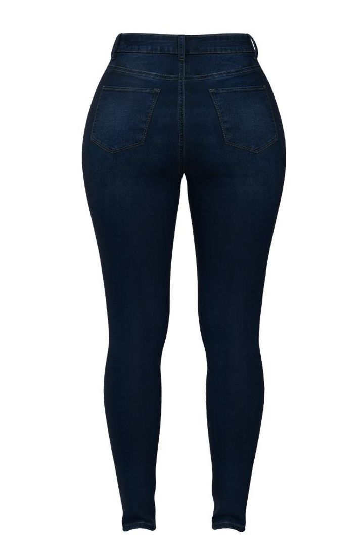 Elastic High Rise Skinny Jeans