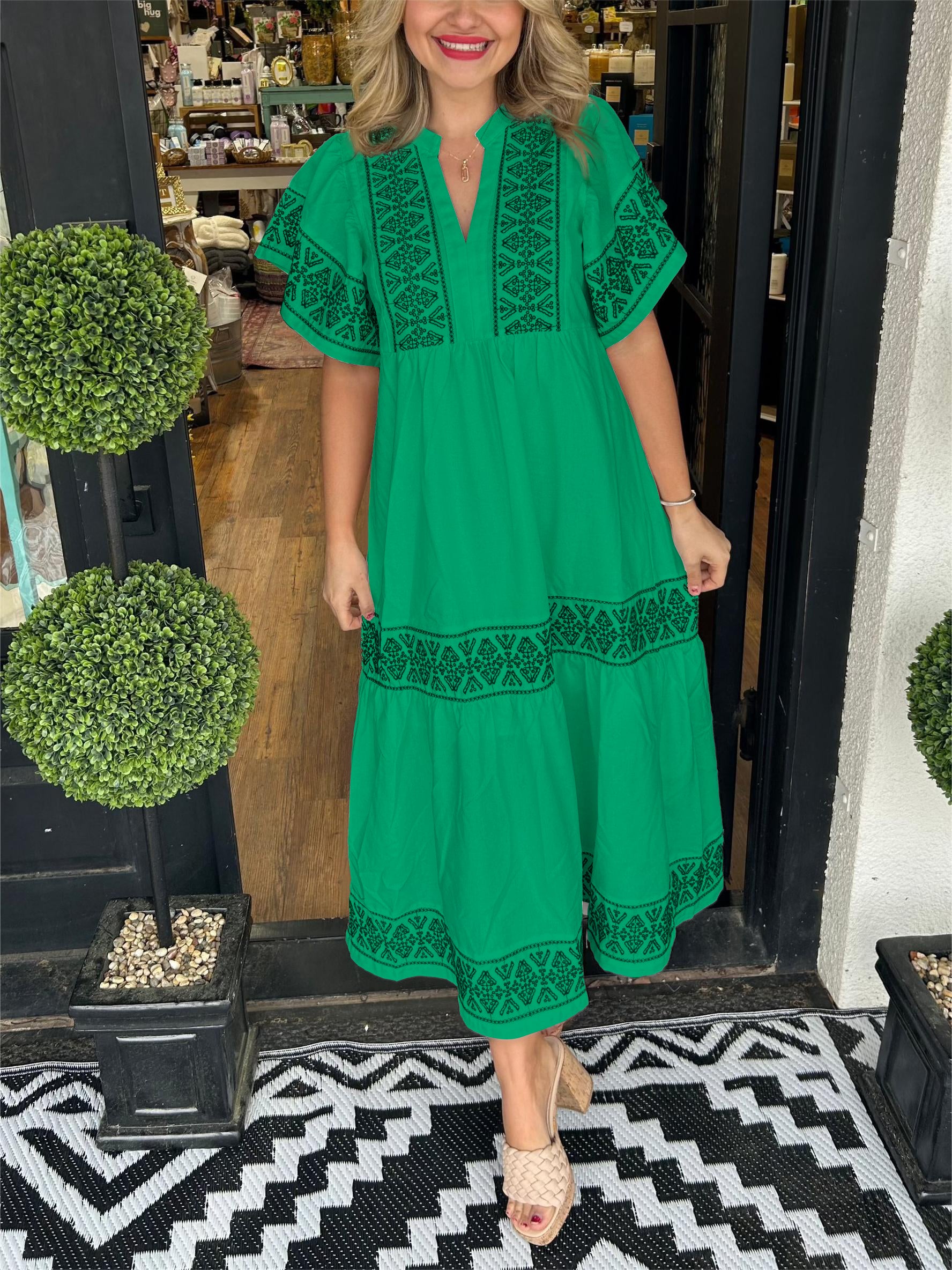 Boho-Maxikleid mit V-Ausschnitt für Damen (2 Stück kaufen, kostenloser Versand)