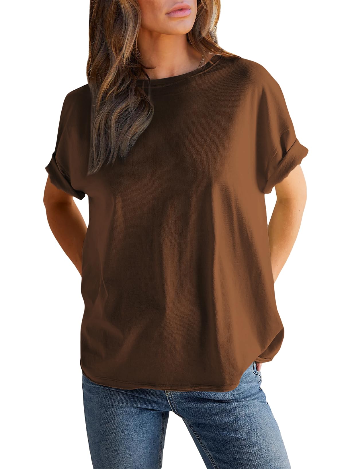 Women’s Solid Color Round Neck Short Sleeve T-shirt (Buy 2 Free Shipping)