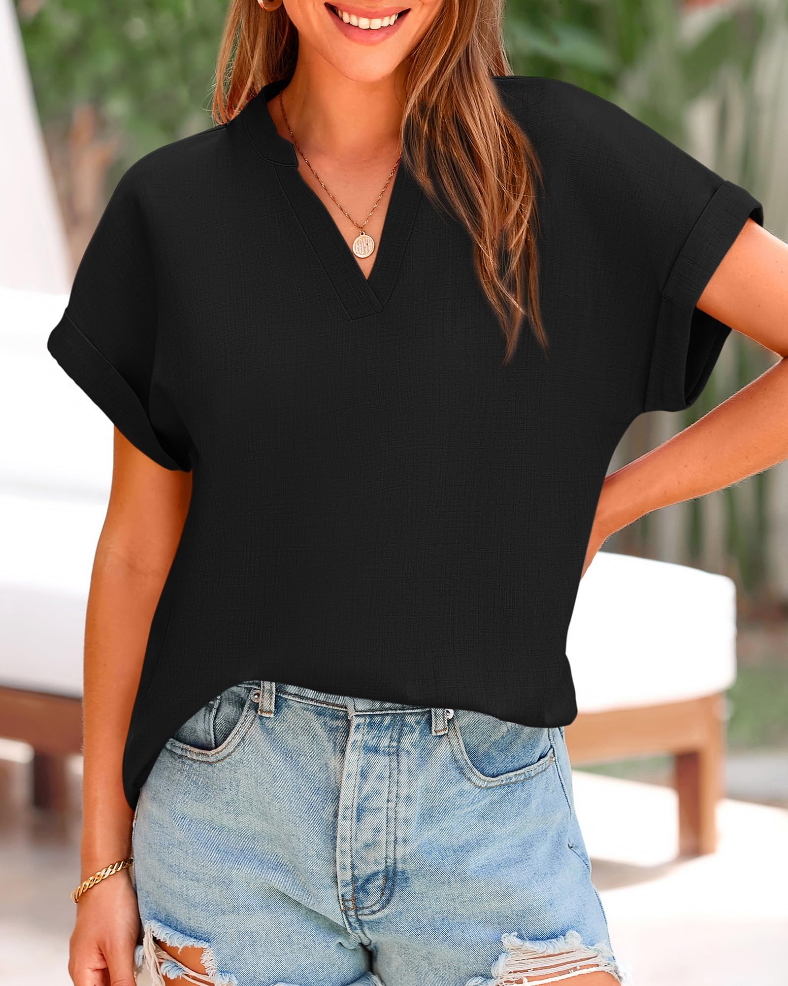 Women's V Neck Loose Flowing Shirt Top (Buy 2 Free Shipping)