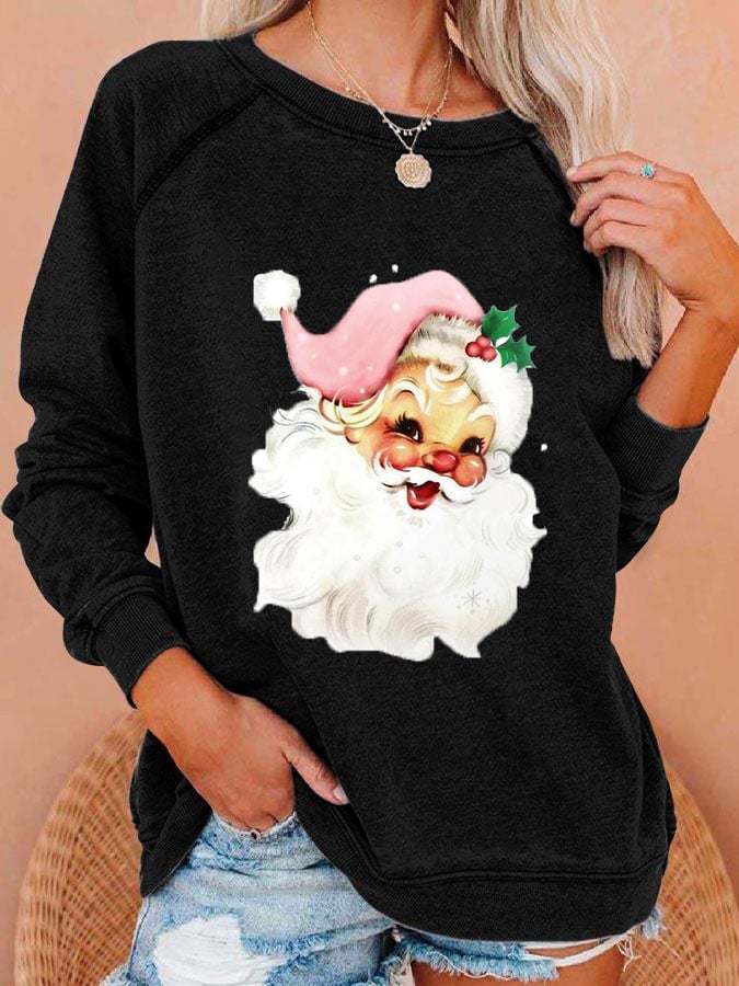 🔥Compra 3 y obtén un 10 % de descuento🔥Sudadera con estampado retro navideño de Papá Noel 