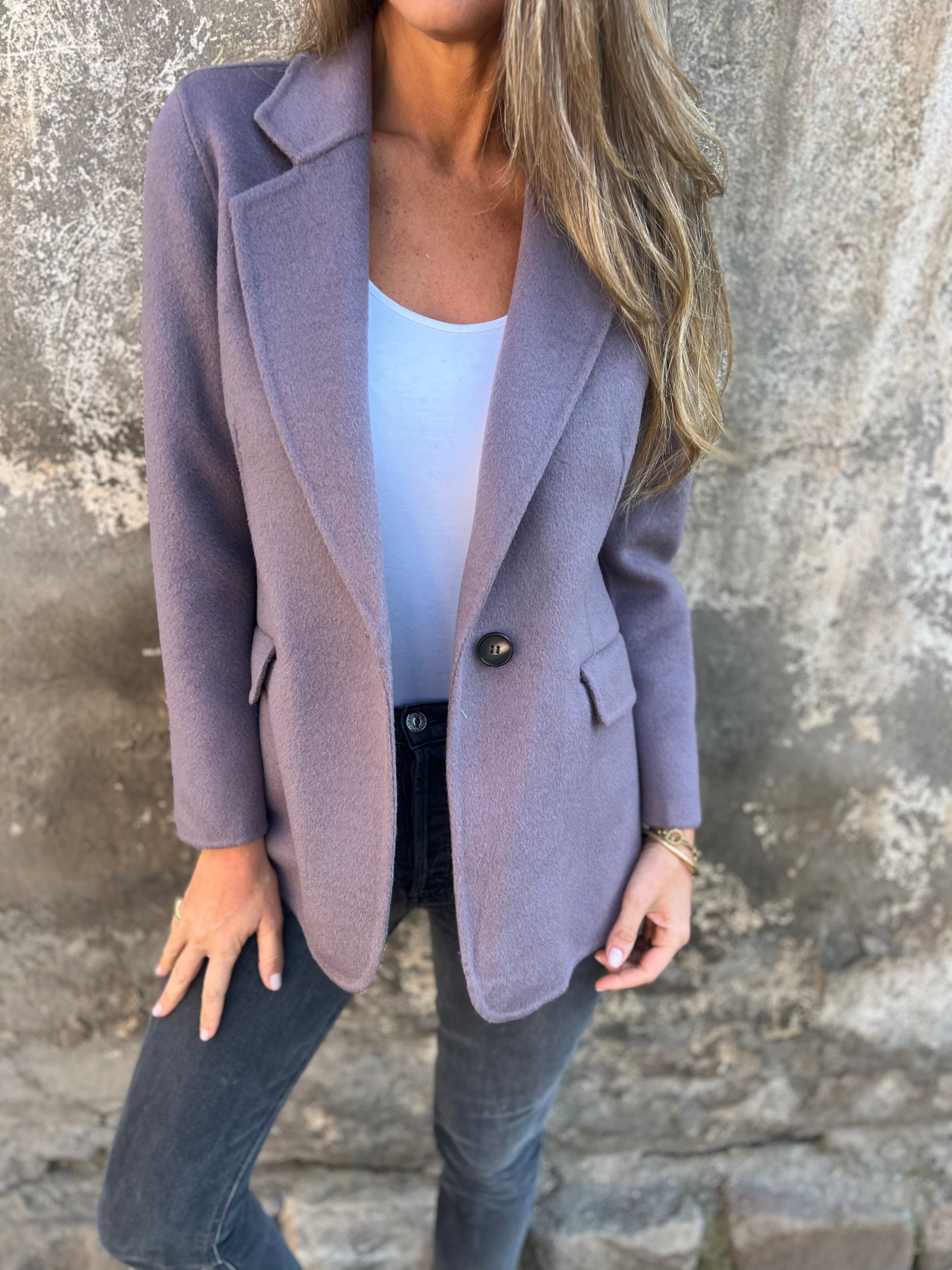 Cashmere solid color single button suit jacket