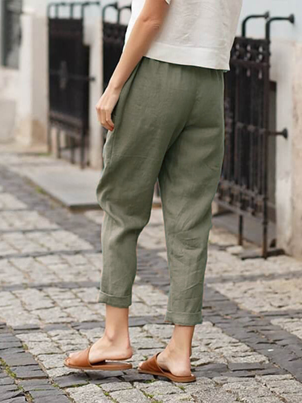 Linen-cotton Women's Large Size Loose Pants