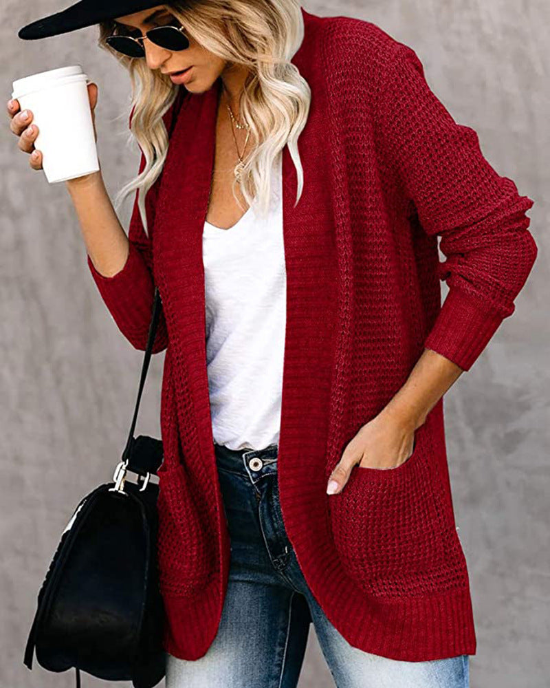 Curved Fly Pocket Sweater Cardigan