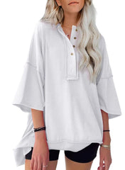 2024 New Women's Fashion Oversize Irregular Hem T Shirt (Buy 2 Free Shipping)