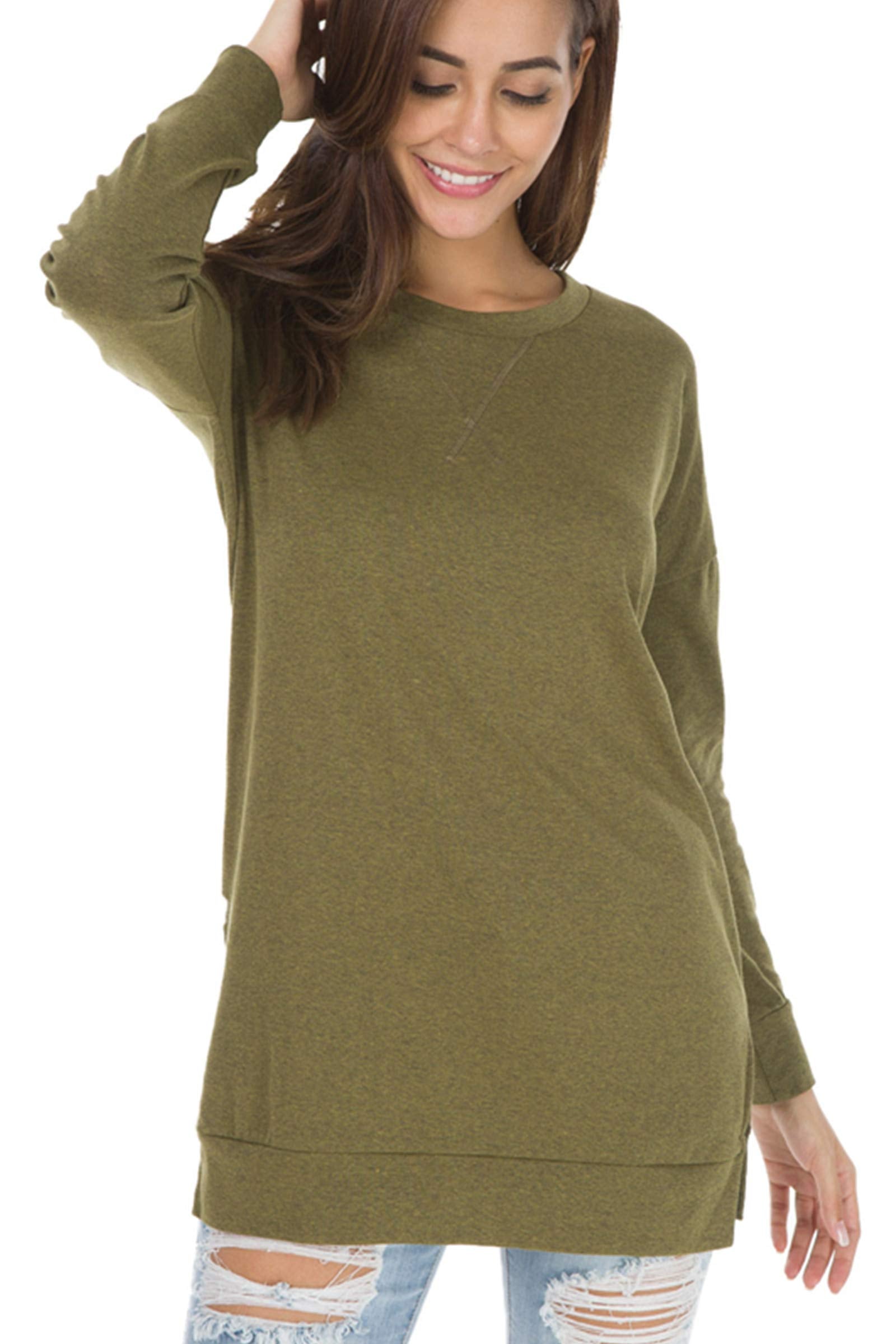 Women's Long Sleeve Side Slit Loose Tops