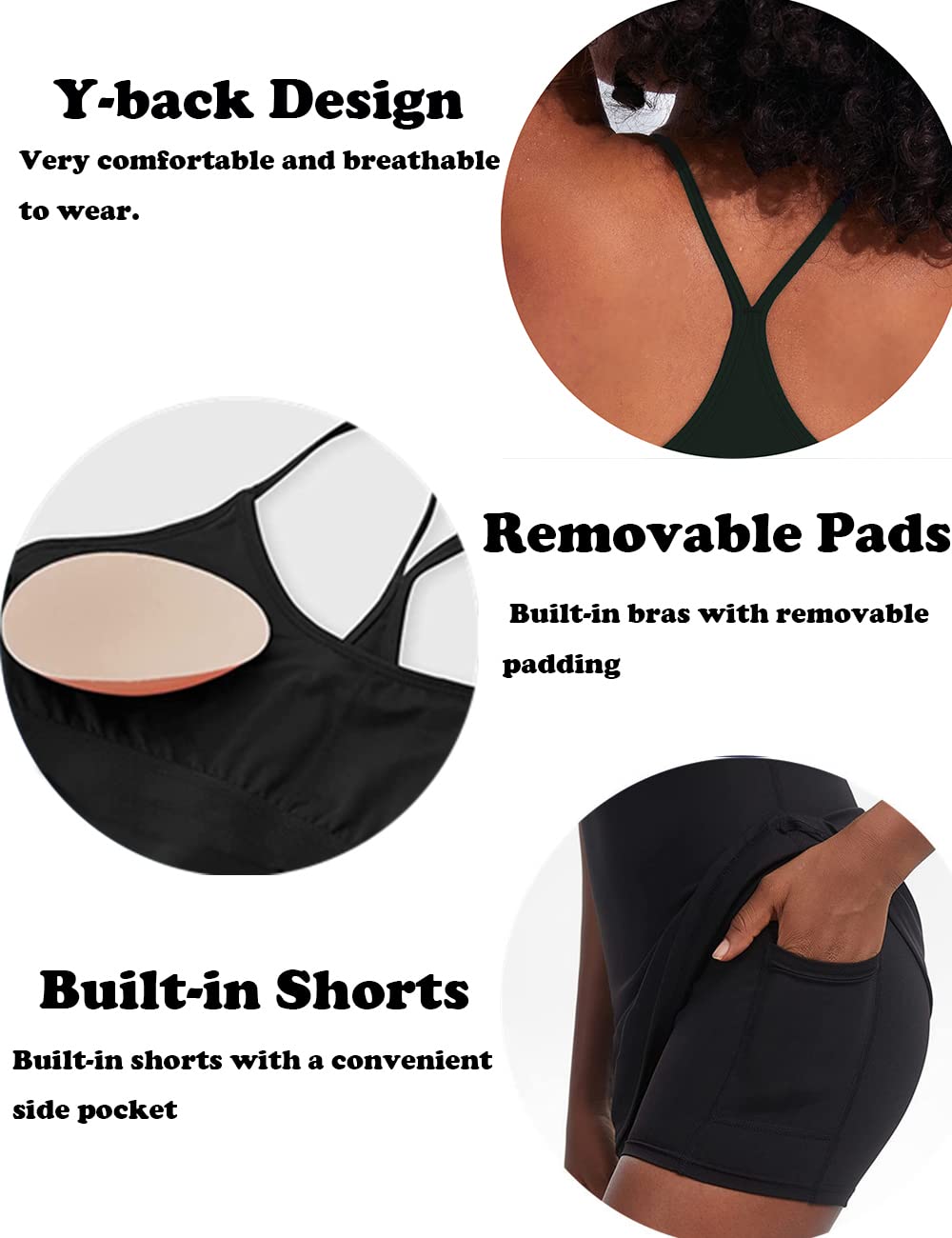 2-in-1 Exercise Dresses with Built-in Bra & Shorts