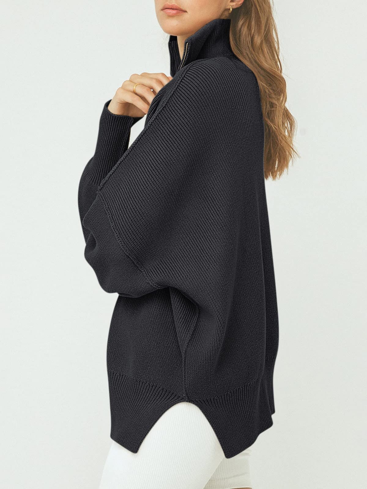 Übergroßer Pullover mit Viertelreißverschluss für Damen (2 Stück kaufen, kostenloser Versand)