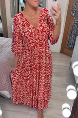 Vestido largo con escote en V y estampado informal bohemio nuevo 2024 (compre 2 y envío gratis)