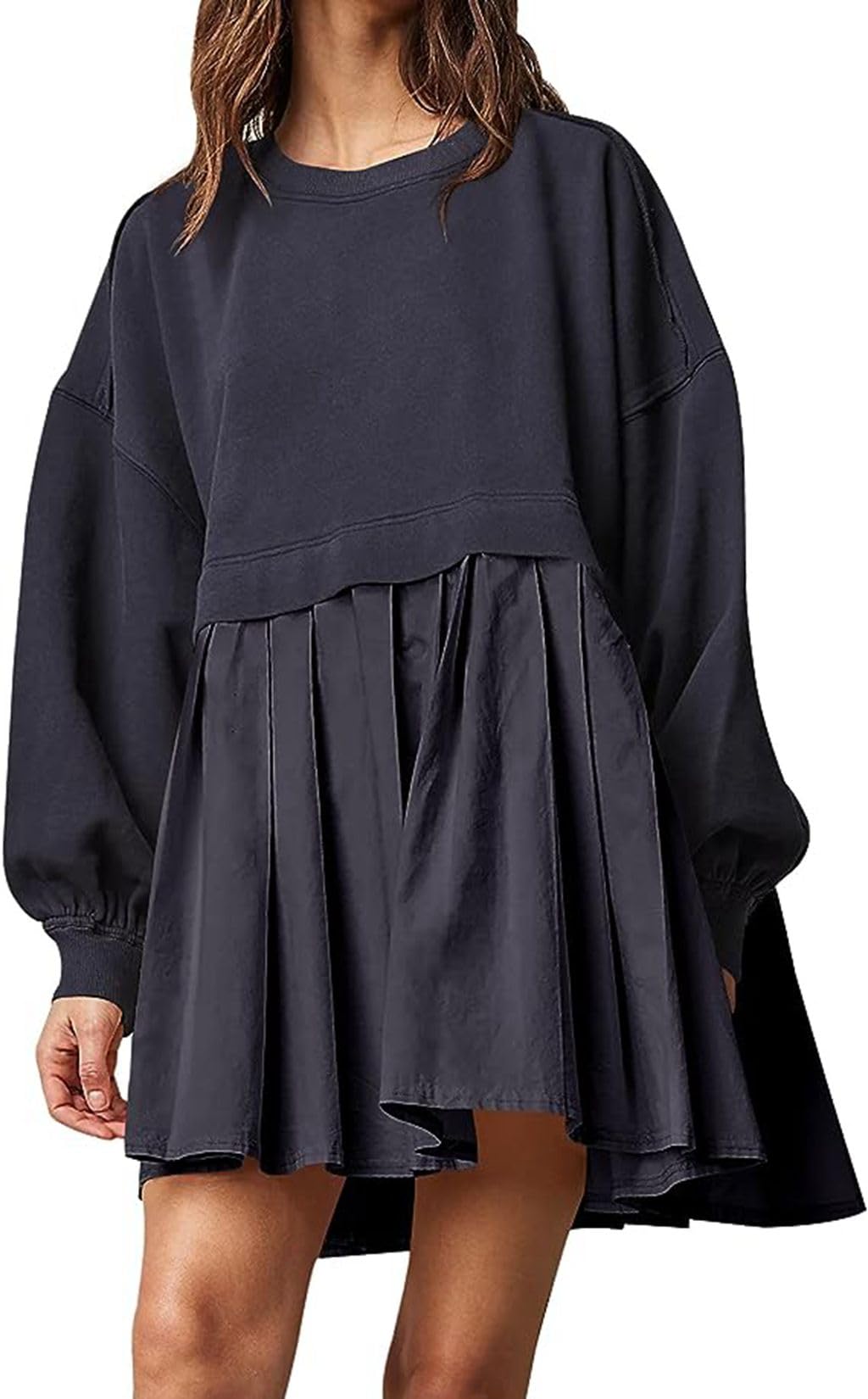 Neues übergroßes Sweatshirtkleid für Damen (2 Stück kaufen, kostenloser Versand) 