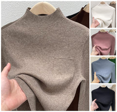 Einfarbiges Oberteil aus europäischem Strickpullover für Damen 