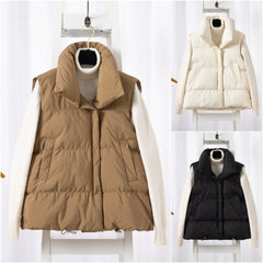 Stand Collar Padded Sleeveless Vest Jacket