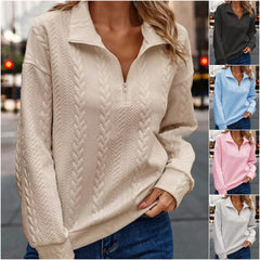 Round neck solid color knitted sweatshirt