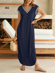 Women's V Neck Split Loose Long Dress (Buy 2 Free Shipping)