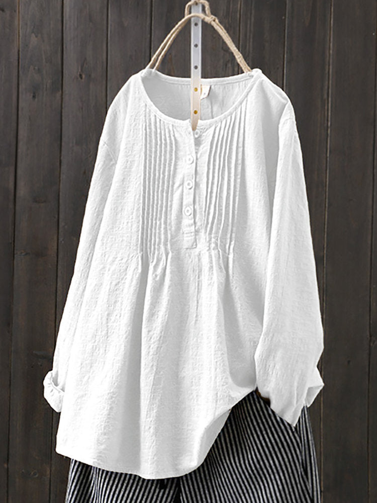 Women's  loose cotton linen long-sleeved tops-Buy 3 Free Shipping