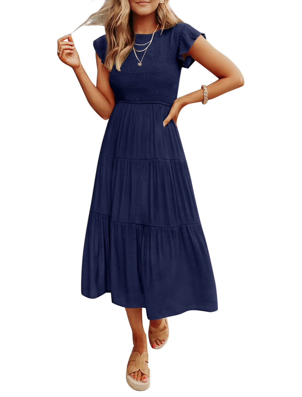 Women's Summer Casual Flutter Short Midi Dress