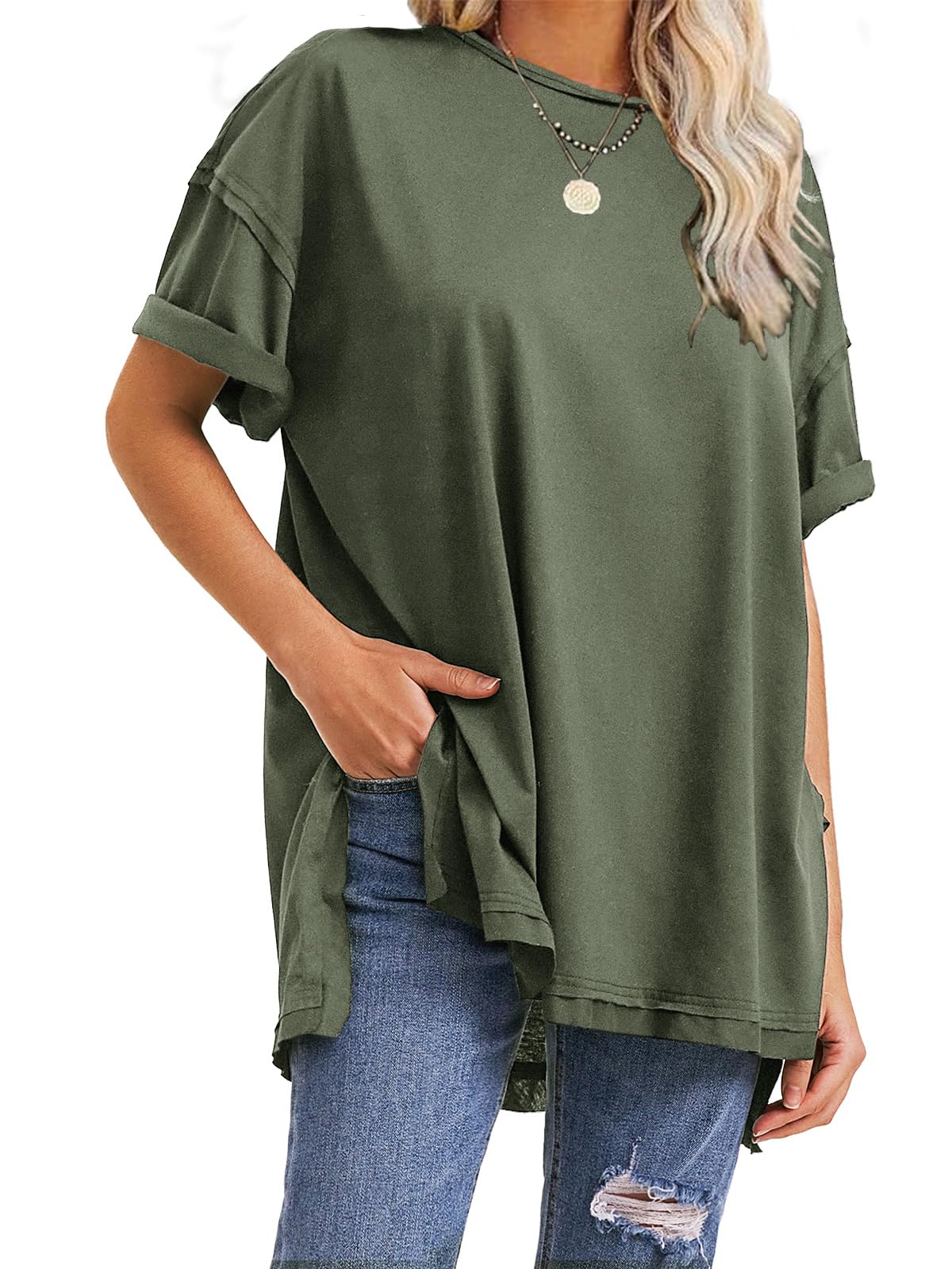 Women's Summer Side Slit Oversized T Shirts