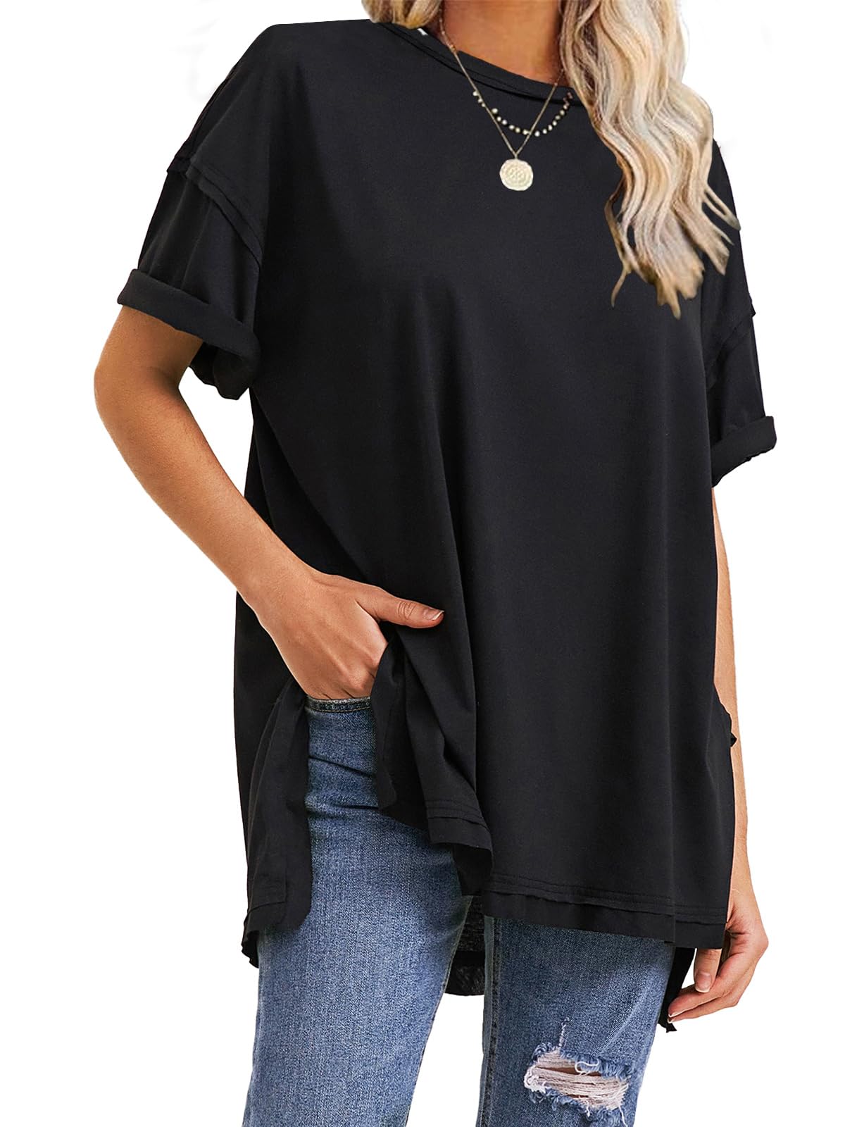 Women's Summer Side Slit Oversized T Shirts