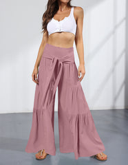 Tie Waist Tiered Wide Leg Pant