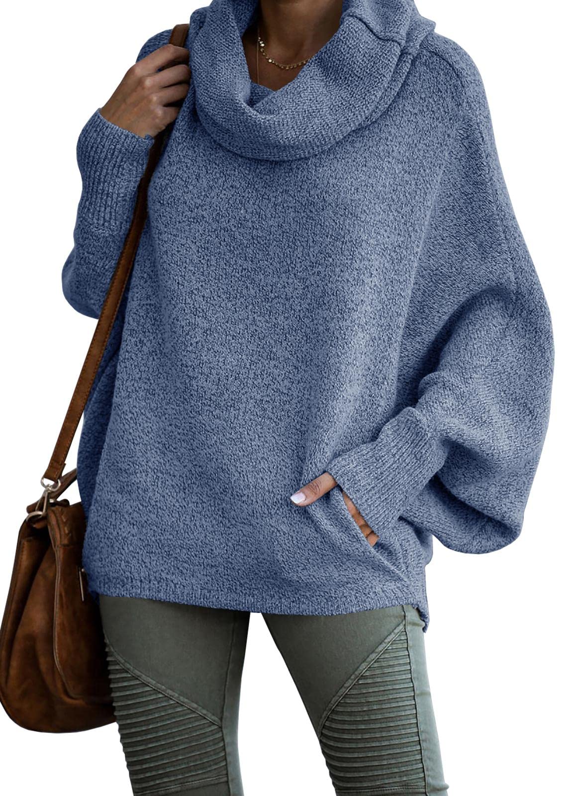 Women's Cowl Neck Pullover Sweaters with Pockets (Buy 2 Free Shipping)