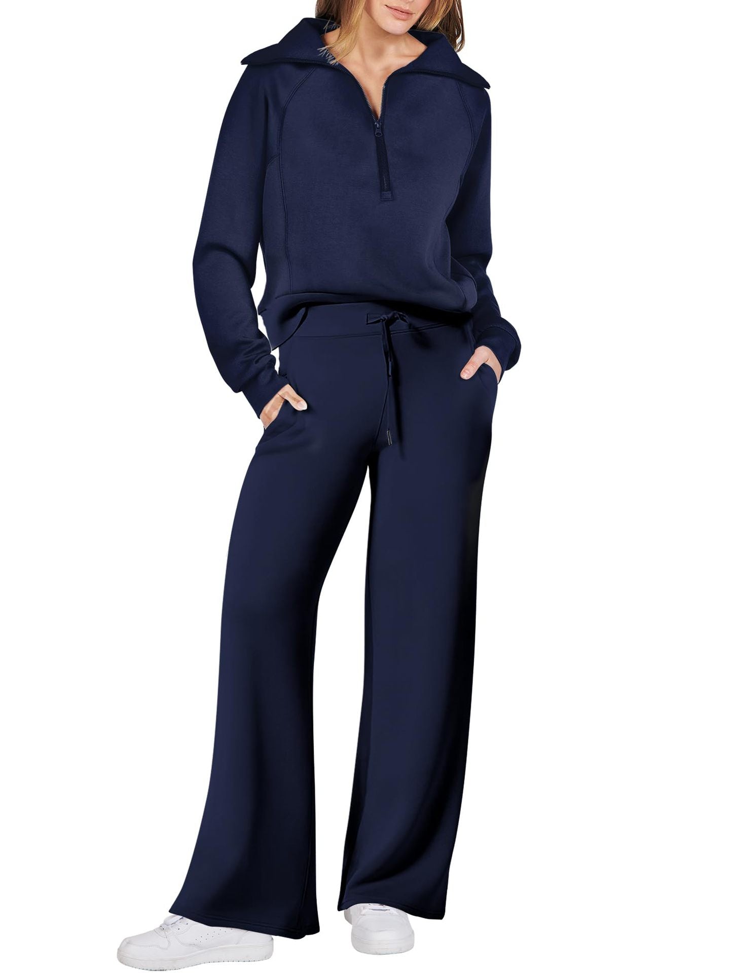 Hot Sale - Women's Navy Collar Half Zip Suit (Buy 2 Free Shipping)