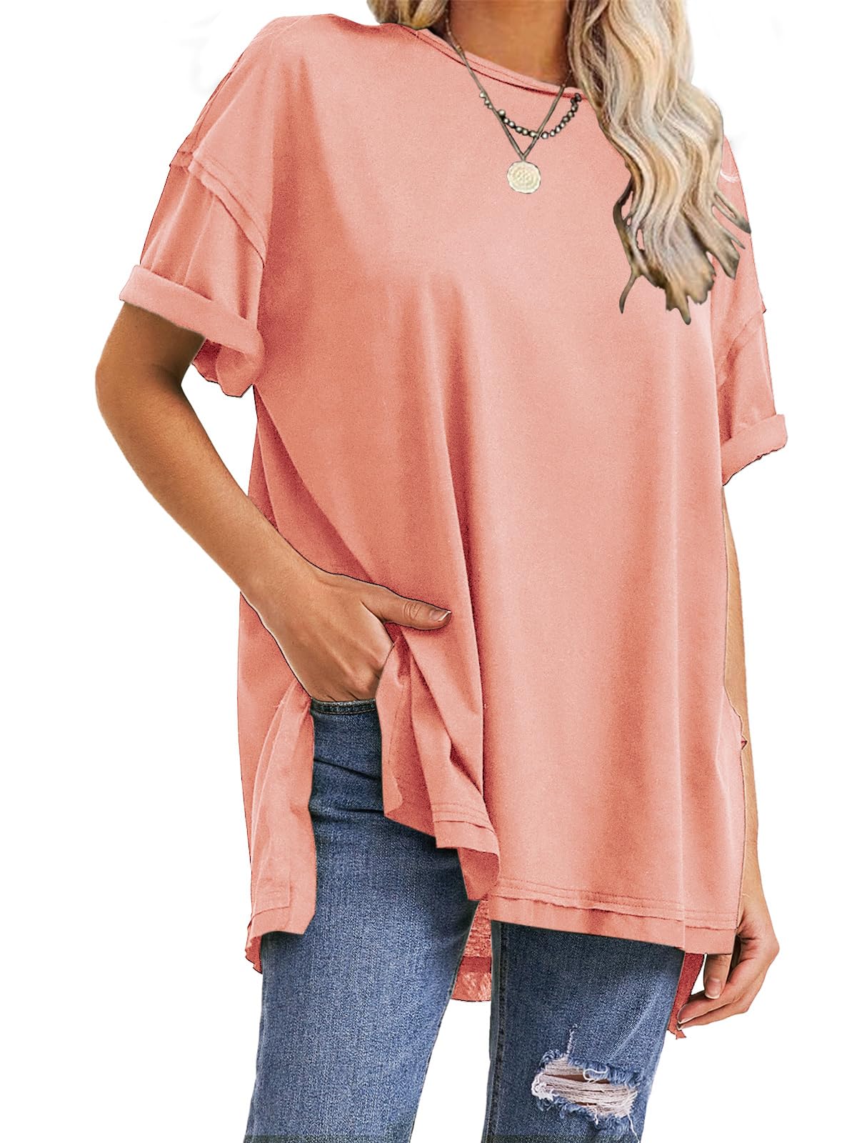 Women's Summer Side Slit Oversized T Shirts